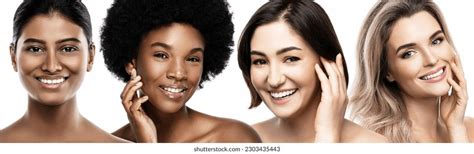 Multiethnic Beauty Different Ethnicity Women Caucasian Stock Photo