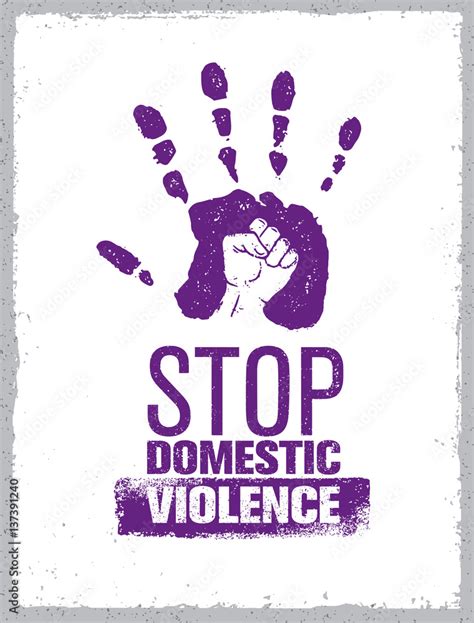 Stop Domestic Violence Stamp Creative Social Vector Design Element Concept Hand Print With
