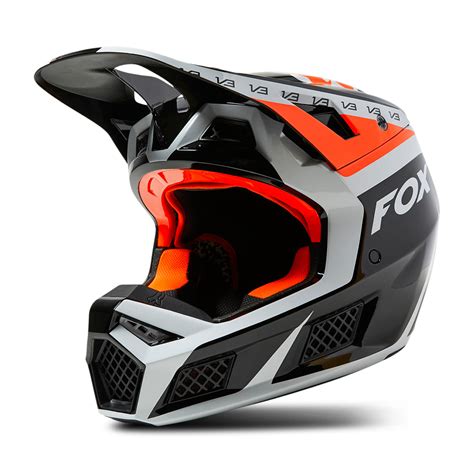 FOX V3 RS DVIDE MX Helmet Black-White-Orange - Now 30% Savings - xlmoto