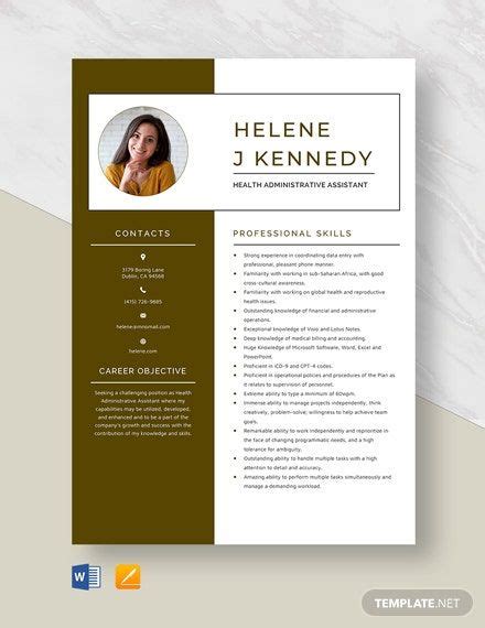 Administrative assistant resume writing guide & example plus 23 skills hiring managers notice. Health Administrative Assistant Resume/CV Template - Word ...