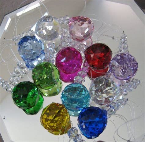 Beautiful Crystal Prism Ornament Set A Dozen 30mm Ball Spheres Beaded