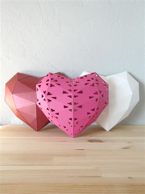 3d Papercraft Heart Diy Templates 2l C Pdf Dxf Etsy In 2021 Paper