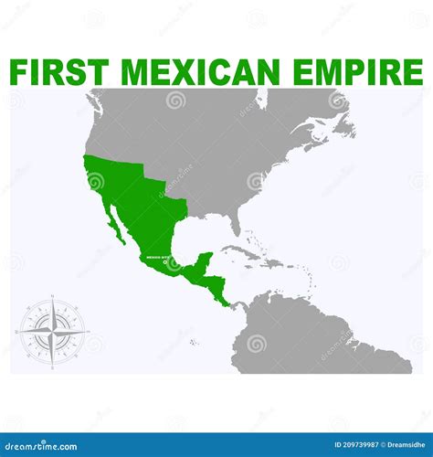 Mapa Vectorial Del Primer Imperio Mexicano Ilustración Del Vector