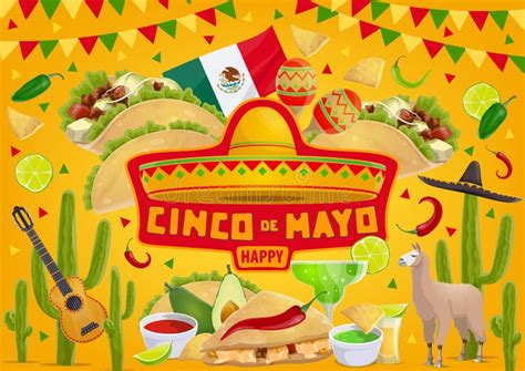 Happy Cinco De Mayo Mexican Fiesta Celebration Stock Vector