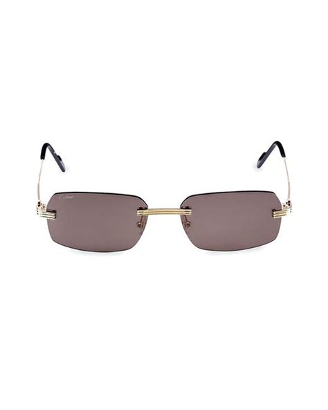 Cartier Core Range 58mm Rectangular Sunglasses In Gold Metallic For Men Lyst