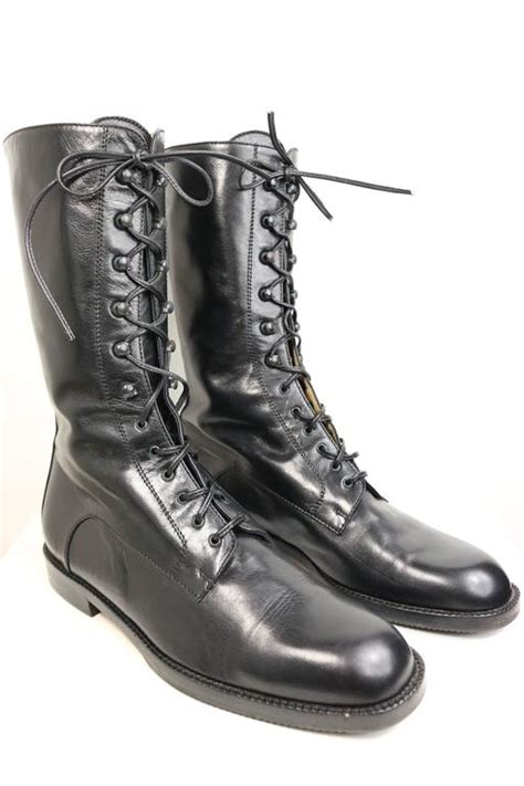 Vintage 90s Black Leather Military Style Army Combat Lace Up Ankle