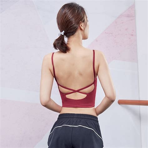 Vansydical Women Seamless Sports Bra Sexy Backless Crop Top Workout Yoga Shirt Running Top