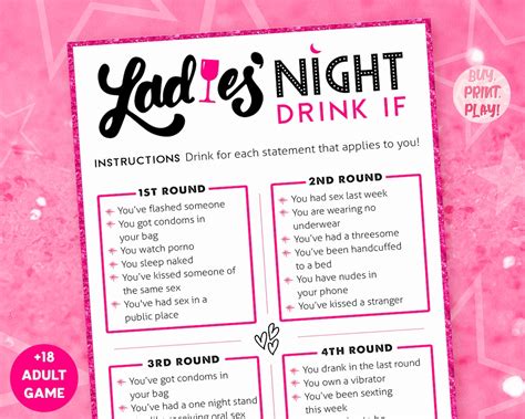 Drink If Game Ladies Night Games Girls Night Out Fun Etsy