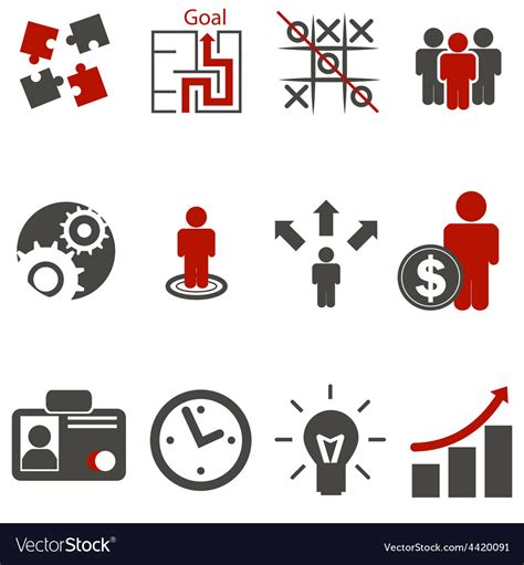 Business Strategy Icons Set Royalty Free Vector Image