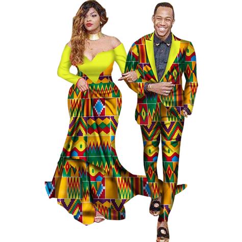 2 Pieces Set African Clothes For Couple African Clothing For Lovers Mens Outfits Womens Long