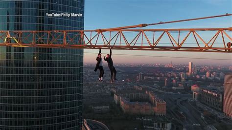 Daredevils Perform Dangerous Stunt From Crane In Moscow Good Morning