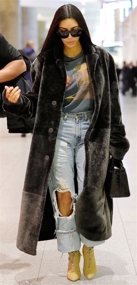 Kim Kardashian Celebrity Style Winter Jackets Celebs Fur Busted