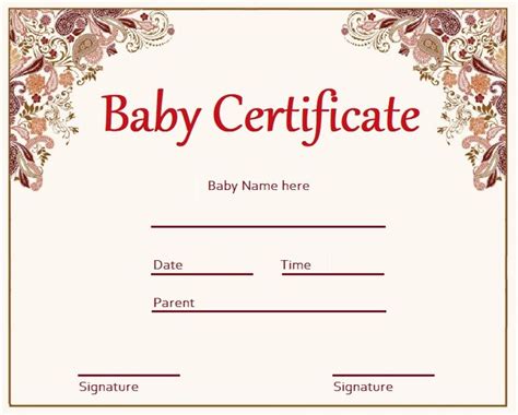 14 Baby Certificate Templates Free Printable Word And Pdf Samples