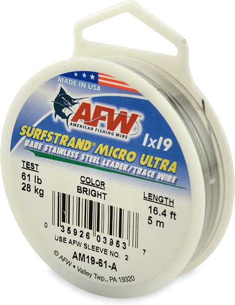 American Fishing Wire Surfstrand Micro Ultra Bare 1x19 Stainless Steel