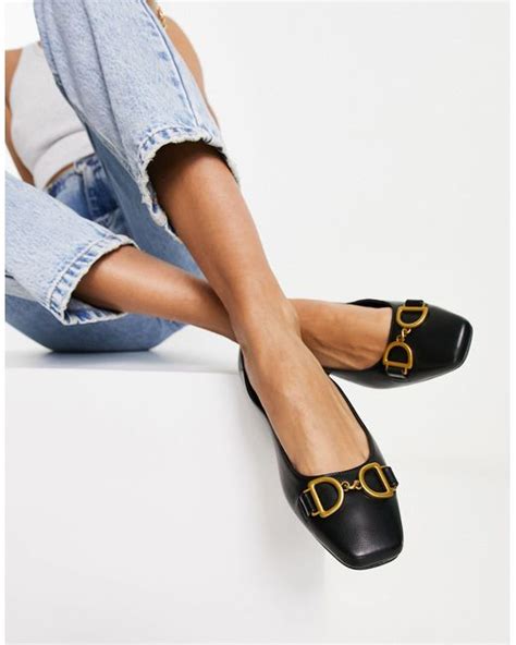 Asos Leighton Square Toe Ballet Flats In Black Lyst Uk