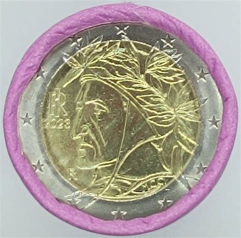 2 Euro 2023 Italy Dante Alighieri Unc Roll Coins Romacoins