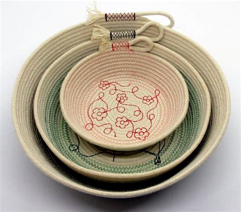 Petite Rope Bowls Collection Embroidered 100 Coiled Cotton Etsy