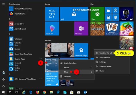 Customization Turn On Or Off Live Tiles For Apps On Start In Windows 10