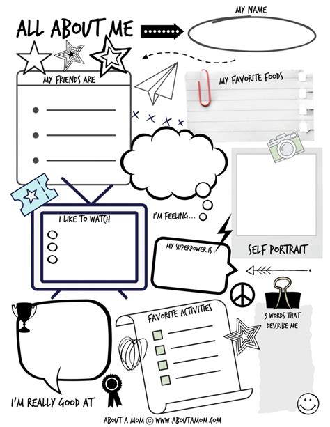 All About Me Printable Activity Page For Kids About A Mom All About