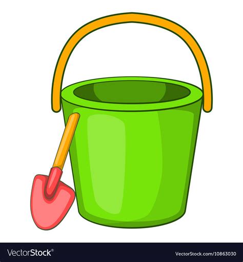 Bucket and shovel with tree tropical in the beach vector illustration design. Sand bucket and shovel icon cartoon style Vector Image
