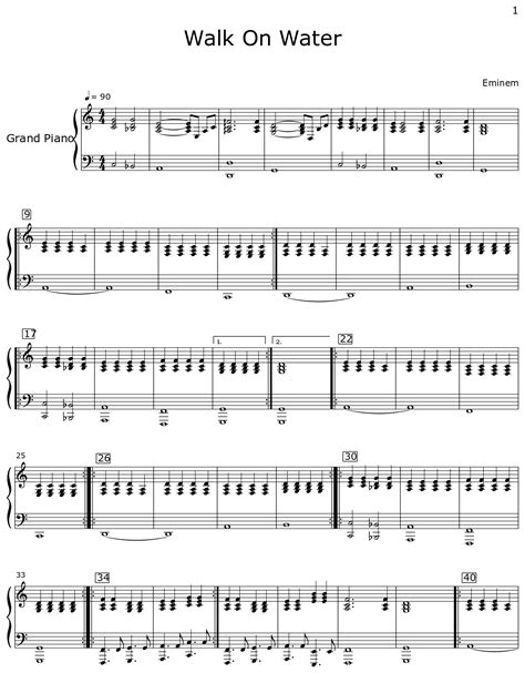 Walk On Water Sheet Music For Piano