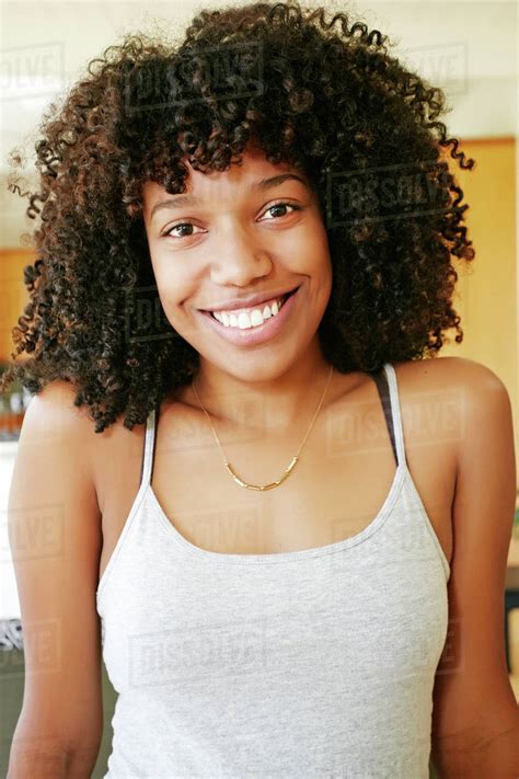 Mixed Race Woman Smiling Stock Photo Dissolve