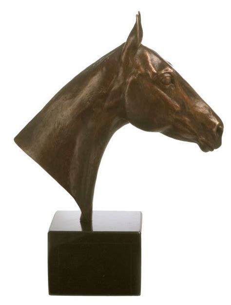 Thoroughbred Horse Head Bustpolo Pony Bronze Portrait Sculptures By
