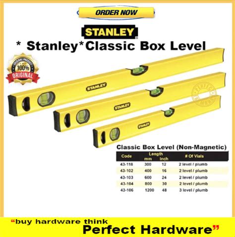 Stanley Aluminium Level Original Heavy Duty Level Water Level Timbang