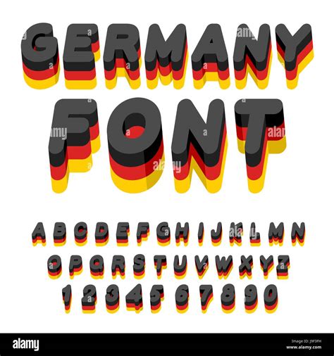 Germany Font German Flag On Letters National Patriotic Alphabet 3d