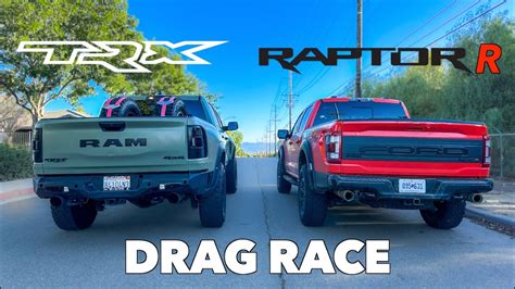 2023 Ford Raptor R Vs Ram Trx Drag Race Youtube