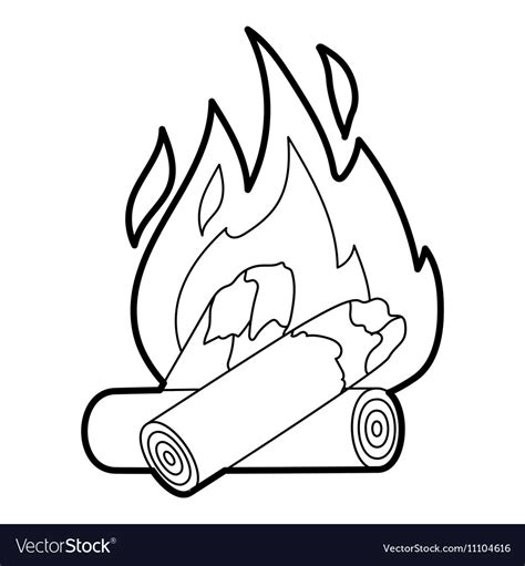 Campfire Icon Outline Style Royalty Free Vector Image