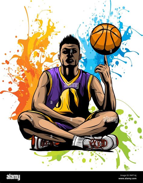 Vector Illustration Basketball Player With The Ball Stock Vector Image