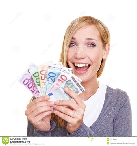 Happy woman winning money stock image. Image of banknotes - 17076275