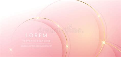 Abstract Soft Pink Circle Overlap With Golden Lines And Light Effect