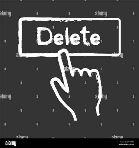 Delete Button Click Chalk Icon Del Hand Pressing Button Isolated