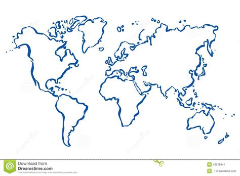 World Map Line Drawing At Explore Collection Of
