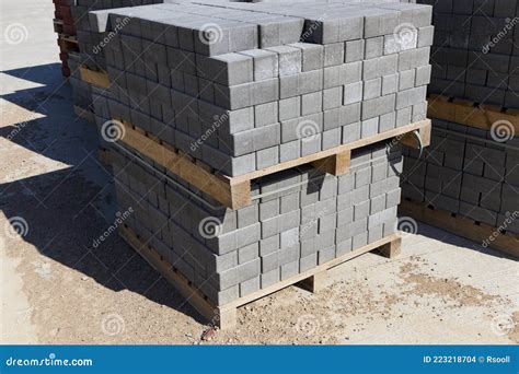 Concrete Road Tiles Packed Stock Photo Image Of Paths 223218704