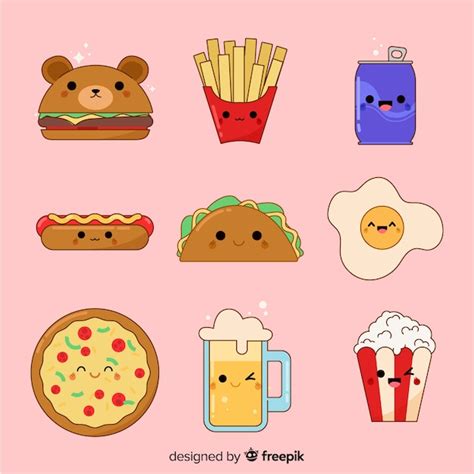 Cute Dibujos Animados De Personaje De Comida Kawaii Vector Premium