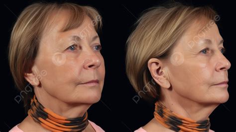 Woman Before And After Facelift Background Goiter Picture Neck Photos Background Image And