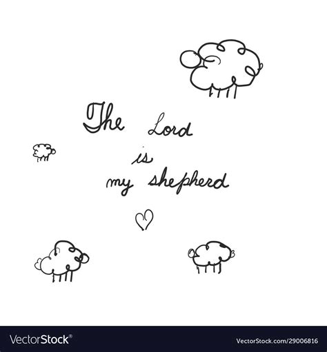 Sheep On Field Hand Lettering Psalm 23 The Vector Image