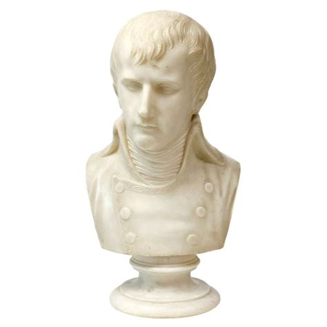 French Hand Carved Solid Marble Bust Of Napoleon Bonaparte 1st Half