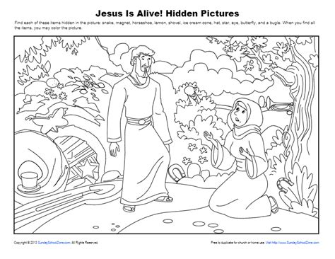 Jesus Is Alive Hidden Pictures On Sunday School Zone