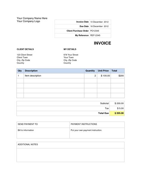 Business Invoice Template Word Invoice Template Ideas