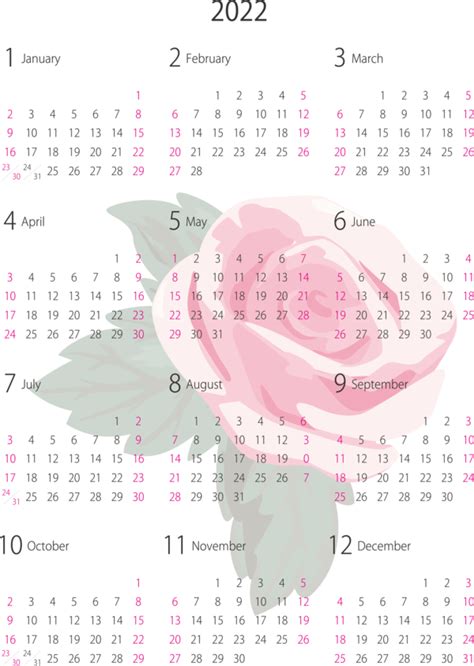 New Year Flower Petal Calendar System For Printable 2022 Calendar For