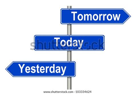 Yesterday Tomorrow Today Traffic Sign On Ilustración De Stock