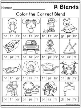 consonant beginning  blends worksheets kindergarten