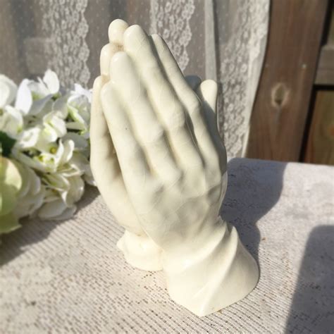 Vintage White Praying Hands Statue Sculpture Figurine Home