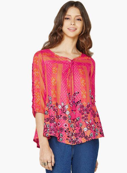 Buy Global Desi Pink Printed Viscose Blouse For Women Online India Best Prices Reviews Gl06