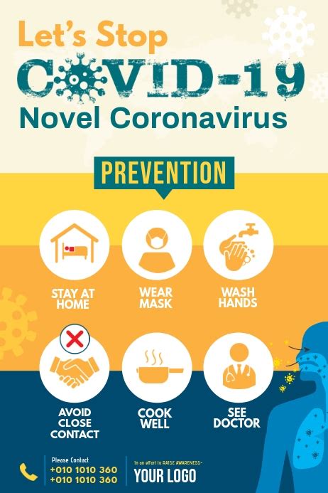 Health and wellbeing information including how to access healthcare, mental wellbeing, family and sexual violence prevention and advice for people at risk. COVID-19 Prevention Poster Template | PosterMyWall