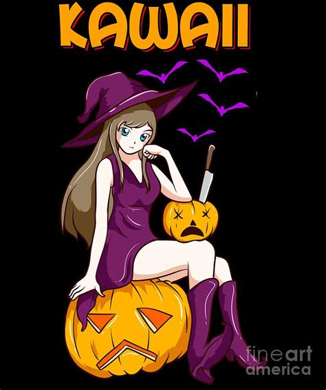 Kawaii Girl Halloween Anime Witch Waifu Digital Art By The Perfect Presents